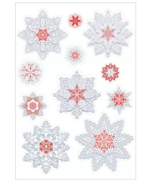 Оформительские наклейки 'Снежинки красные', (1 шт;уп), 0201037