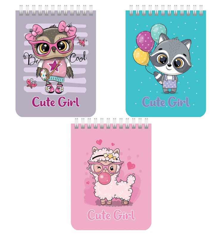 Блокнот 'Cute Girl', А6, 40 листов, на гребне, клетка, 114395