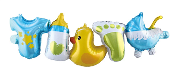Шар Гирлянда (40''/102 см) Фигура, Рождение Мальчика, Голубой, 2 шт. в уп. 19867