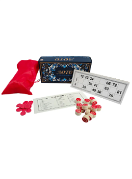 Лото деревянное, средние бочонки. Гжель (23х11х6 см) в коробке арт.ИН-7470